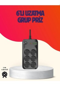 Resim Ceylan Adam Usb Type-c Destekli Termal Korumalı 6 Lı Uzatma Priz 10a 2m Standart 