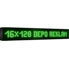Resim Depo Tabela Reklam Yeşil Kayan Yazı LED Tabela 16 x 128 cm Tek Taraflı Depo Reklam Tabela 