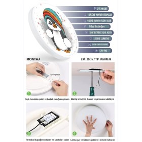 Resim Gökyüzü Panel Sevimli Penguen Avize-Led AVIZE-25WATT-30 cm x 30 cm ,ÇOCUK Odası Avize, Avize Modelleri,avize 
