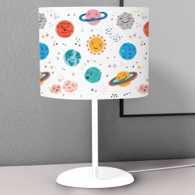 Resim instababyrooms Rengarenk Gezegen Desenli Çocuk Odası Dijital Baskılı Çocuk Odası Masaüstü Abajur Avize 