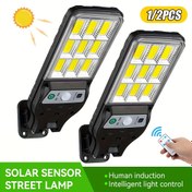 Resim 1/2 adet LiHangStar Akıllı Hareket Sensörü Dış Mekan Güneş Işıkları - 9COB Güneş Paneli, 3 Aydınlatma Modu, Yüksek Kalite, Uzaktan Kumanda ile Karartılabilir, Bahçe, Veranda, Yol, Veranda için Duvara Monte, Güneş Dış Mekan Işıkları, Bahçe Aydınlatması, Dayanıklı Işık Aparatı 