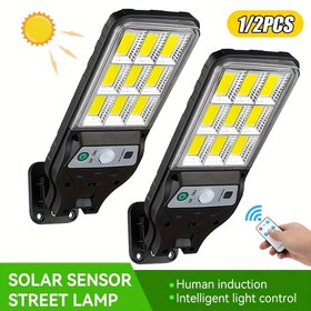 Resim 1/2 adet LiHangStar Akıllı Hareket Sensörü Dış Mekan Güneş Işıkları - 9COB Güneş Paneli, 3 Aydınlatma Modu, Yüksek Kalite, Uzaktan Kumanda ile Karartılabilir, Bahçe, Veranda, Yol, Veranda için Duvara Monte, Güneş Dış Mekan Işıkları, Bahçe Aydınlatması, Dayanıklı Işık Aparatı 