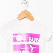 Resim Mammaramma Ekru Kız Bebek Bisiklet Yaka Kısa Kollu Baskılı T-Shirt 22SG-61 