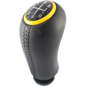 Resim Moda Renault Clio 3 Deri Desen Sarı Çerçeve Vites Topuzu 