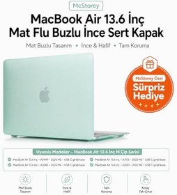 Resim McStorey MacBook Air 13.6 İnç Kılıf A2681 A3113 A3240 A3449 M2 M3 M4 M5 Uyumlu Mat Buzlu Şeffaf Sert Kapak İnce Hard Case Açık Yeşil 