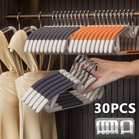 Resim 30 adet Uzay Tasarrufu Kısa Boyun Askı Seti Bağlantı Elemanlarıyla, Kaymaz No-Dent Döner Askılar – Şirtler, Üstler ve Elbiseler için Dayanıklı Plastik Gardırop Düzenleyici, Omuz Toplama ve Dolap Köşe Çarpışmalarını Önleyen İnce Tasarım, Giysi Askıları, Giysi Askıları, Dolap Düzenleme, Gardırop Depolama, Kompakt Askılar, Modern Askılar, Hafif Askılar, Pürüzsüz Bitiş, Giysi Askıları, Şirt Askıları, Moda Tutkunları, Küçük Alan Yaşamı 