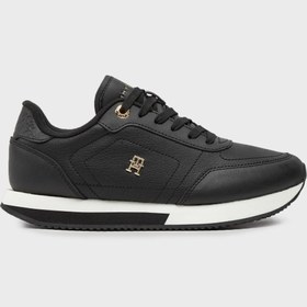 Resim Tommy Hilfiger Kadın / Kız Marka Logolu Şık Tasarımlı Günlük Kullanıma Uygun Siyah Sneaker FW0FW0828 