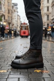 Resim Muggo GUSTA Bağcıklı Fermuarlı İçi Kürklü Erkek Kışlık Bot 