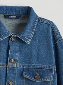 Resim LC Waikiki İndigo Uzun Kollu Erkek Çocuk Jean Gömlek 