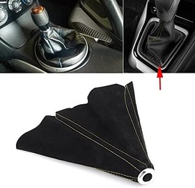 Resim Keenso Vites Topuzu Önyükleme Kapağı, Vites Kolu Toz Kapağı Önyükleme Körüğü Araç İç Süet Çoğu Araç Için Evrensel (B (sarı çizgi)) 