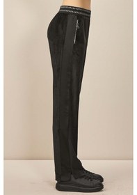 Resim Düz Paça Siyah Kadife Eşofman Altı Siyah 