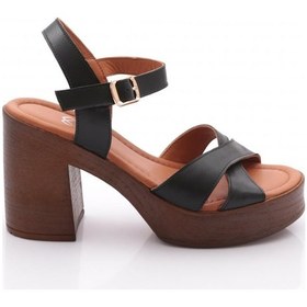 Resim Dgn 2029 Kadin Topuklu Sandalet Siyah 