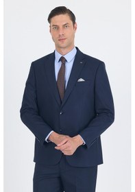 Resim İmza Lacivert Mono Yaka Bez Ayağı Tam Astar Pamuklu 4 Drop Comfort Fit Classic Takım Elbise 1001250178 Lacivert 