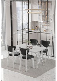 Resim Avvio Beyaz Elma Sandalye 80x120 Yemek Masası Mutfak Masası 4 Kişilik Masa Sandalye Takımı Beyaz 