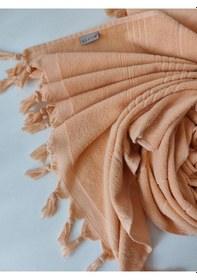 Resim %100 Pamuk Plaj Havlusu -yumuşak Havlu Peştemal 90x175cm Somon 