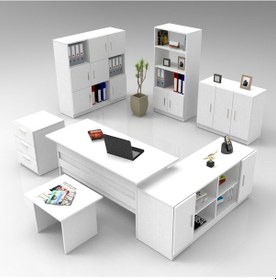 Resim Robinhome Robin Home Verona Abcdefg2 Ofis Büro Masa Seti Makam Takımı Beyaz 