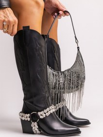 Resim Giydim Gidiyor Horse Rider Özel Tasarım Kovboy Çizme Siyah 