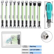 Resim Springsun S2 Fosfat Siyah Magnetik Altıgen Tornavida Ucu Seti 10 Adet + 6.35mm Kilitleyici Kolu - Pas Koruyucu, Dayanıklı, Yüksek Tork, Yeşil Kılıf 