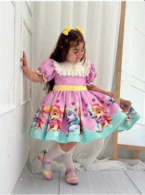 Resim H L Y Karol Tasarım Paw Patrol Vintage Kız Bebek Elbise,doğum Günü Elbise,fotoğraf Çekim Elbise,0-12 Yaş Uygun Lila 