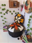 Resim Ottoman Pouffe El Yapımı Hakiki Kuzu Deri Iskandinav Bahçe Balkon Bungalov Puf Yer Minderi Ikili 60ve40cm(DOLGULU) 