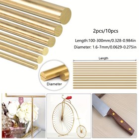 Resim 2/10 adet Pirinç Yuvarlak Çubuklar, 1.6-7mm Çap - Dayanıklı & Korozyona Dirençli DIY Projeleri, Bıçak Sapları & Model Yapımı İçin - 100-300mm Uzunluklarda Mevcut 