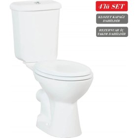 Resim Creavit Pitta Arkadan Çıkışlı Klozet + Rezervuar + Iç Takım + Çınar Tp Yavaş Kapanan Kapak 4 'lü Set 