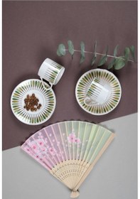 Resim Porser Pera Yeşil Kahve Fincan Takımı 80cc 2 Kişilik 4 Parça Çok Renkli 