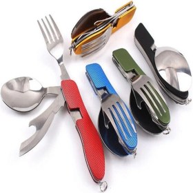 Resim HYD Kamp Seyahat Piknik Seti Çelik Bıçak+Çatal+Kaşık+Konserve Açacağı 