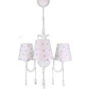 Resim Şenay Aydınlatma Çocuk Odası 3'lü Kumaş Abajur Avize-Beyaz Yıldız 