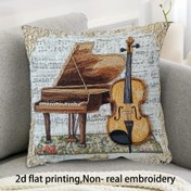 Resim 1 adet, vintage keman ve piyano klasik müzik, 45.72 x 45.72 cm çift taraflı yumuşak dekoratif atma yastık kılıfı kanepe yatak araba oturma odası ev dekoru için, yastık içi dahil değildir yzz162 
