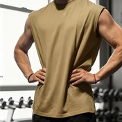 Resim Erkek Yaz Kolsuz Tank Üstü - Nefes Alabilen Nem Çekme Kumaşı, Düz Renk Yuvarlak Yaka Rahat Gömlek, Spor Salonu, Açık Hava ve Rahat Giyim için - Normal Beden Çok Yönlü Gardırop Temeli, Basit Tasarım, Rahat Kumaş, Spor Giyim, Minimalist Tarz, Hafif Malzeme, Atletik Giyim, Aktif Yaşam 