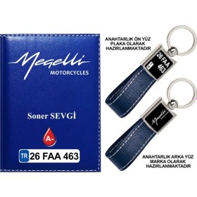 Resim Plakanıza Özel Megelli Logolu Lacivert Ruhsat Kabı Ve Anahtarlık 