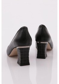 Resim Dgn 3201 Kadin Sivri Burun Silver Taşli Kalin Topuklu Ayakkabi 3201-1423-R1534 Siyah 