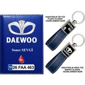 Resim Plakanıza Özel Daewoo Logolu Lacivert Ruhsat Kabı Ve Anahtarlık 
