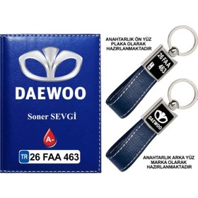 Resim Plakanıza Özel Daewoo Logolu Lacivert Ruhsat Kabı Ve Anahtarlık 