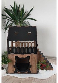 Resim Digitus Kedi Evi Teraslı İki Katlı Merdivenli 