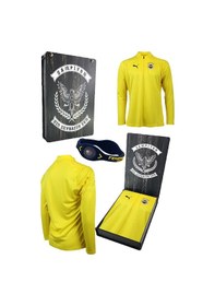 Resim Fenerbahçe Lisanslı 23/24 A Takım Futbolcu Yarım Fermuar Sweat Lazer Kutulu + Bileklik Hediye Ahşap Sarı - Siyah 