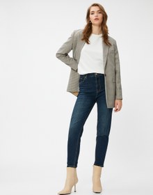 Resim Yüksek Bel Kot Pantolon Hafif Dar Kesim - Mom Slim Jean 
