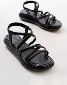 Resim 841-841 Siyah Lastikli Günlük Kadın Sandalet Siyah 