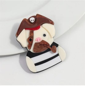Resim Fishsheep Sevimli Köpek Broşu - Bulldog Şapkalı Gözlüklü Kadın Aksesuarı Black Gun Kaplama 
