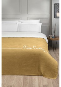 Resim Pierre Cardin Logo Pamuk Çift Kişilik Battaniye Hardal 