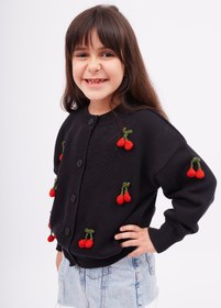 Resim Peraluna Cherry Cardıgan - Organik Pamuk Kız Çocuk Hırka - Siyah 