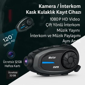 Resim Q29 Kameralı Motosiklet Interkom Kulaklığı Geniş Açılı Görüş Hd Kayıt ve 32GB Hediye Kart Yol Arkadaşınız 