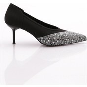 Resim Dgn 1781 Kadin Sivri Burun Topuklu Ayakkabi 1781-2446-R14014 Gümüş - Siyah 