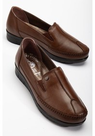 Resim 92101 Ortopedik Kadın Deri Ayakkabı Topuk Dikeni İçin Uygundur Taba 