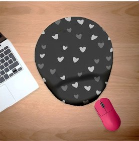 Resim Minik Siyah Ve Beyaz Kalpler Bilek Destekli Mouse Pad Mousepad 