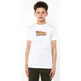 Resim Back Future Gif Baskılı Unisex Çocuk Beyaz T-Shirt 