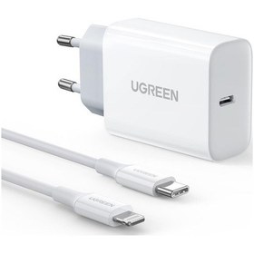 Resim Ugreen 20W PD Şarj Cihazı ve Type-C to Lightning iPhone Data Şarj Kablosu 1 Metre 