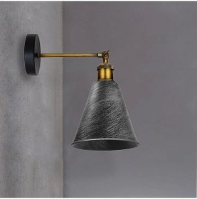 Resim Riolight Vintage1,rustik1 Fırçalı Gri Patinalı Eskitme Mafsallı Hareketli Başlık Metal Duvar Aplik Rio Light 
