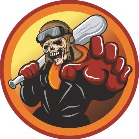 Resim Sticker Fabrikası Beyzbol Sopalı Kurukafa Kuru Kafa Sticker 00556 